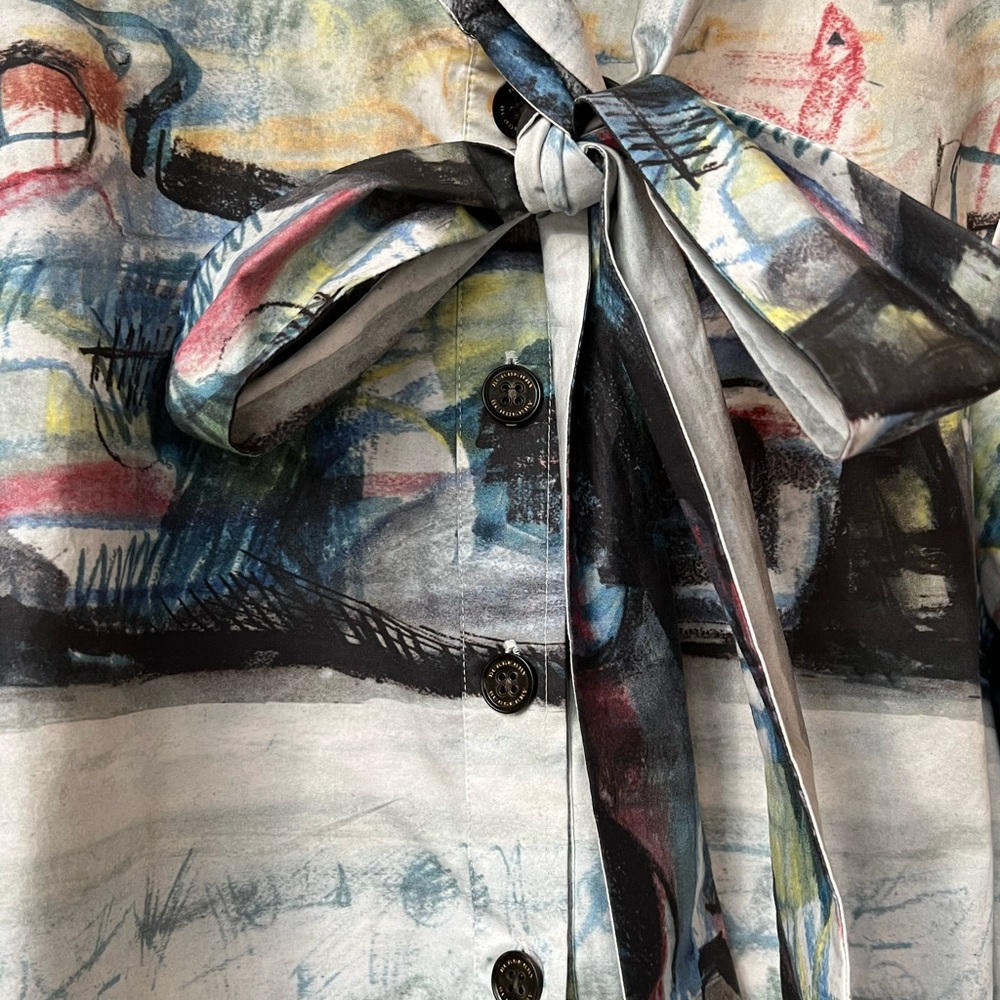 Burberry Lobelia Multicolored Bow Blouse Top Shirt - Picture 8 of 12